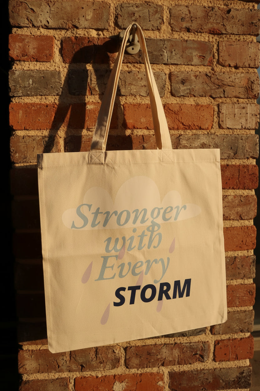 Stronger with Every Storm Canvas Tote