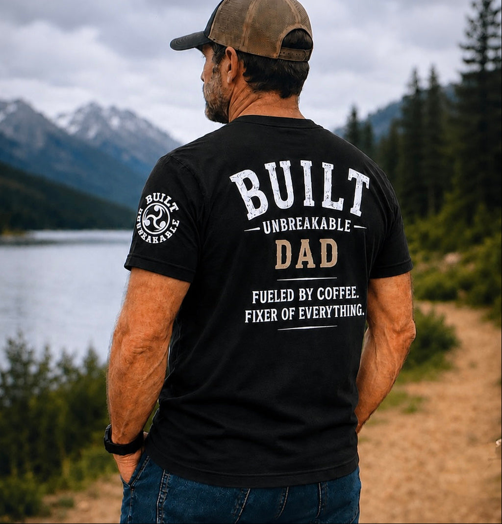 Fueled by Coffee. Fixer of Everything. Dad Tee.